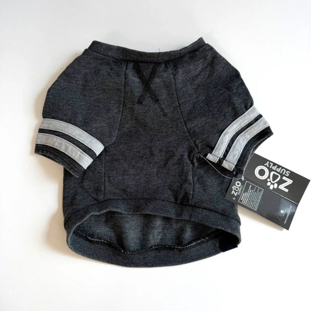 Zoo Supply Varsity Striped Short Sleeve Dog T-Shirt - Charcoal Grey